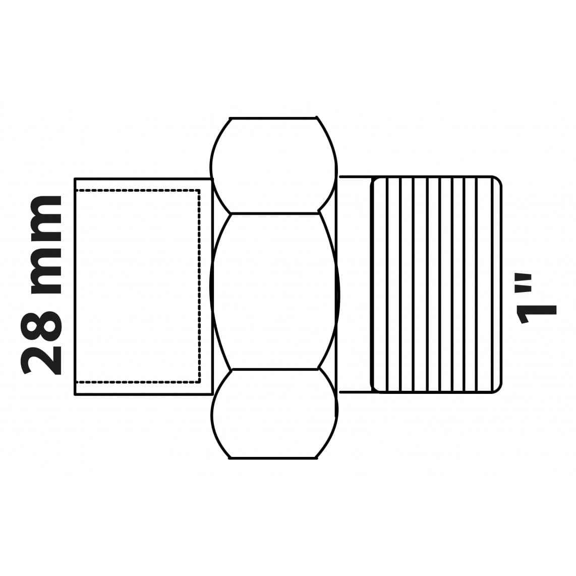 989245017 BR raccord à visser, vierge, 28 mm x 1" M, à joint conique, 1 manchon (4341g)