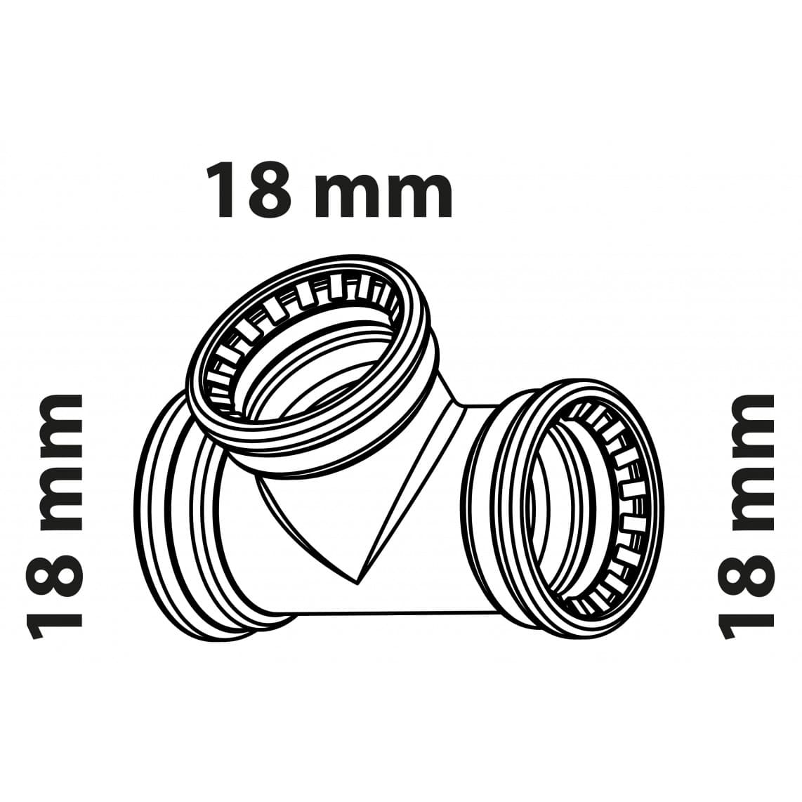 989473217 CU pièce en T, vierge, 18 mm, 3 manchons, (S130),