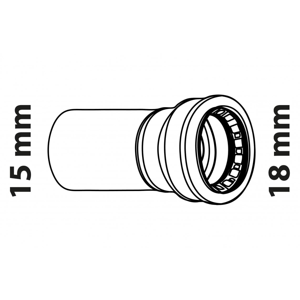 989475217 CU mamelon réducteur, vierge, 18 mmA x 15 mm, 1 manchon, (S243)