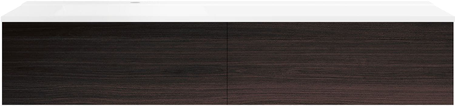 SOUS MEUBLE COFFEE 2 TIROIRS 160 CHENE DECOR MOKKA+LAVABO GAUCHE BLANC MAT