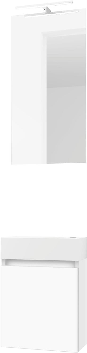 LAVE-MAINS FORM MINI PORCELAINE MAT WIT/ 1 PORT/MIROIR/LUMIERE LED BLANC