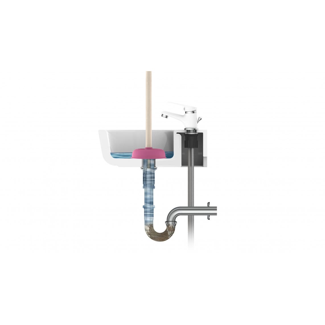 BZ002 Nettoyant pour évier avec Poignée en bois, Ø 140 mm, Rose