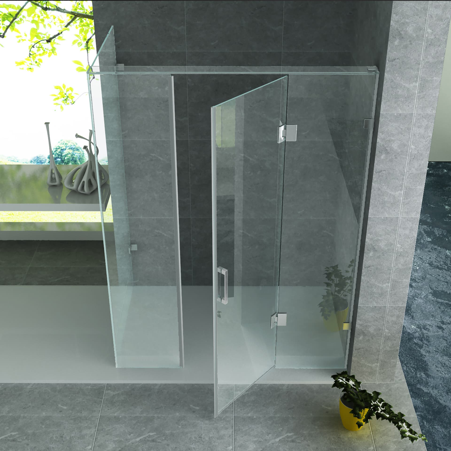 ALONI cabine de douche – porte pivotante et paroi latérale - 900X1200X1950MM - chrome-verre clair VG-CR99F-90120