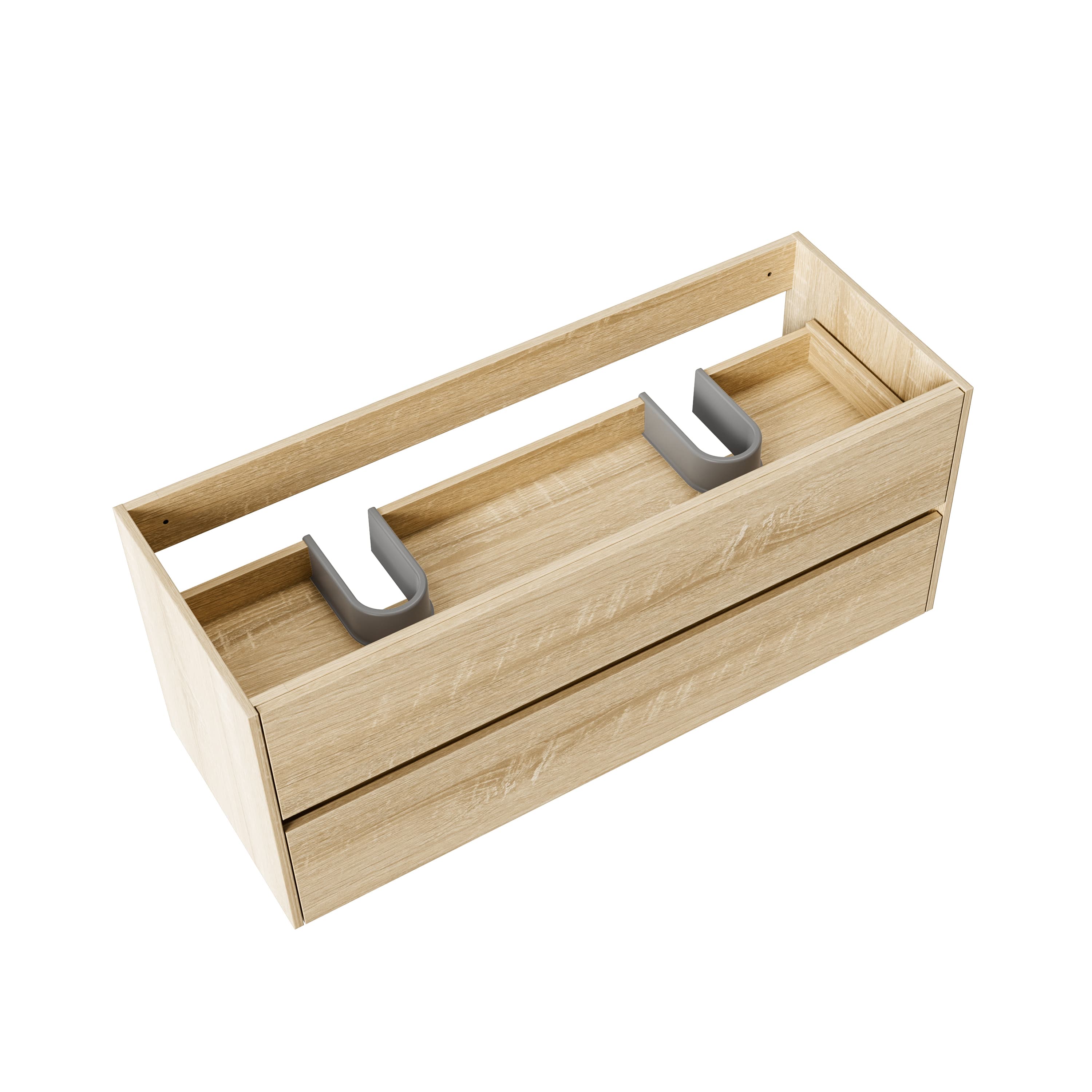 ALONI hayat meuble sous-vasque - 2 tiroirs - sans poignee - soft close – 119,5X50X45 cm - chêne