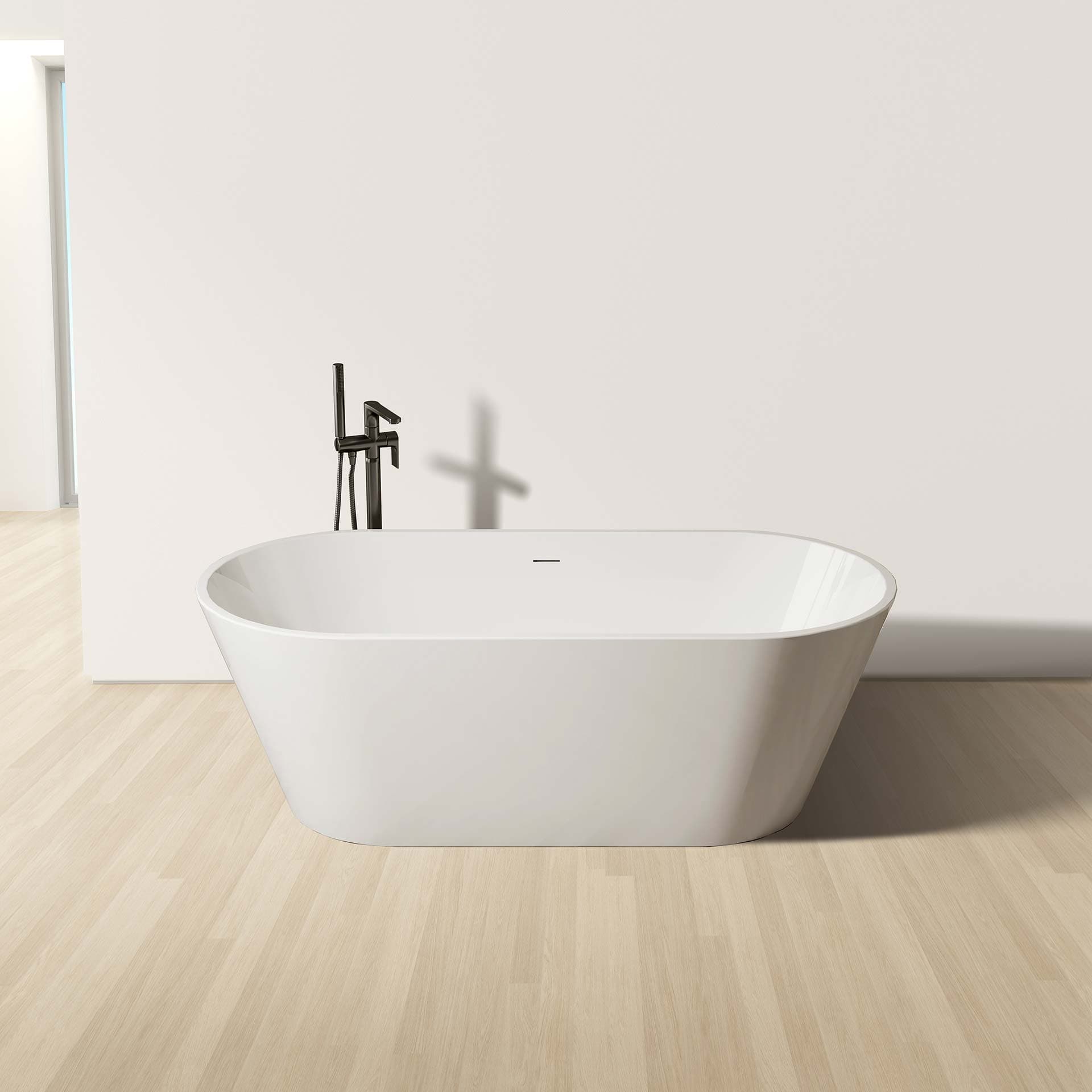 ALONI RONDO Freestanding Bathtub - With Waste Set And Click-Clack Waste - Acrylic - 180x80x58 cm - Glossy White
