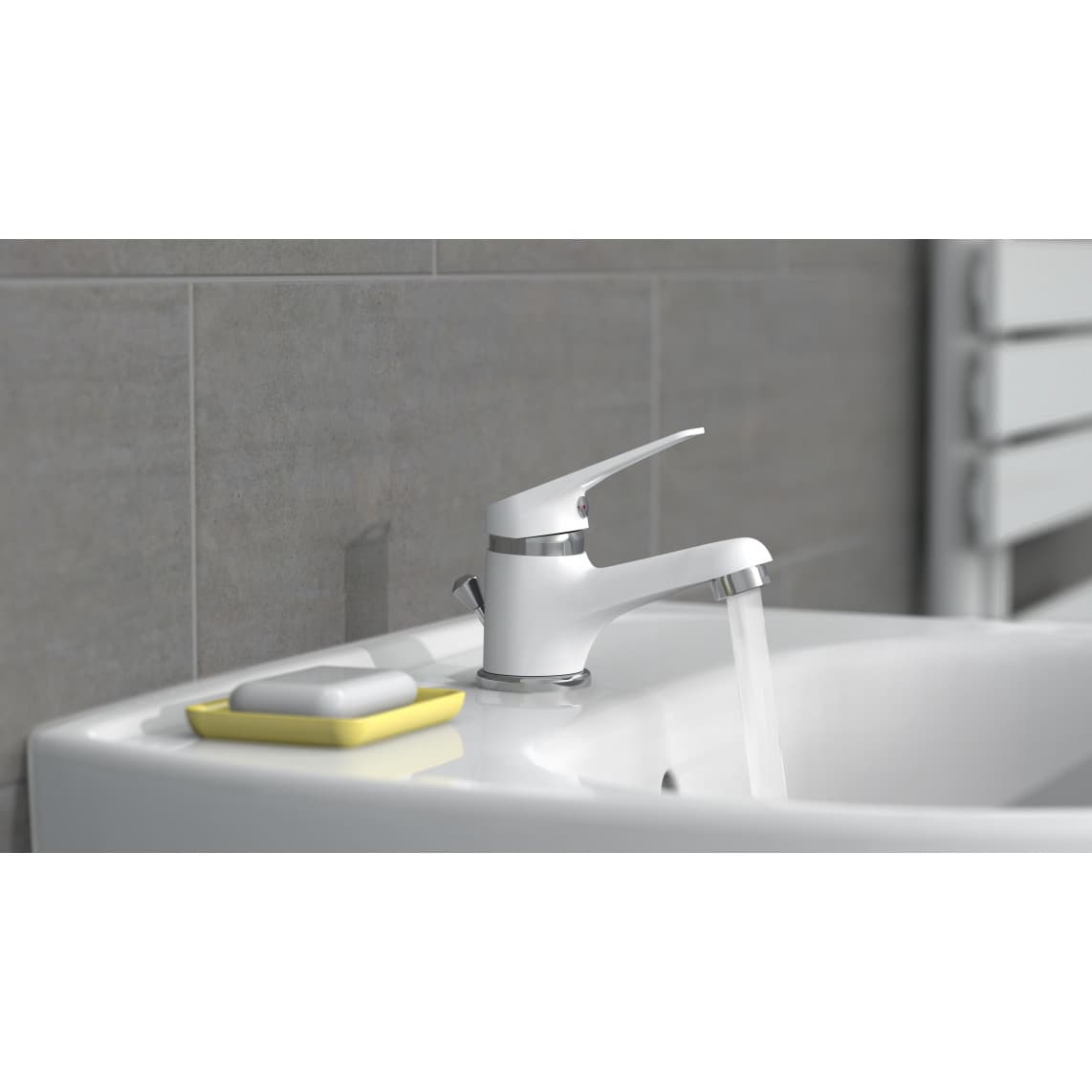 NI075SCR-W SPEED Wastafelkraan, wit/chroom