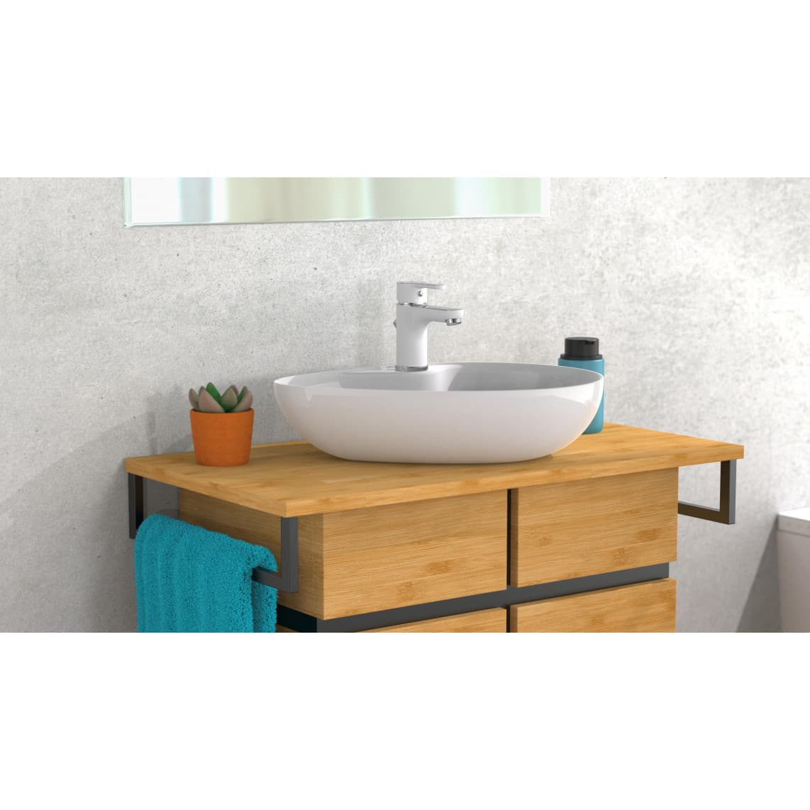 NI075DINWCR DIZIANI Wastafelkraan, wit/chroom