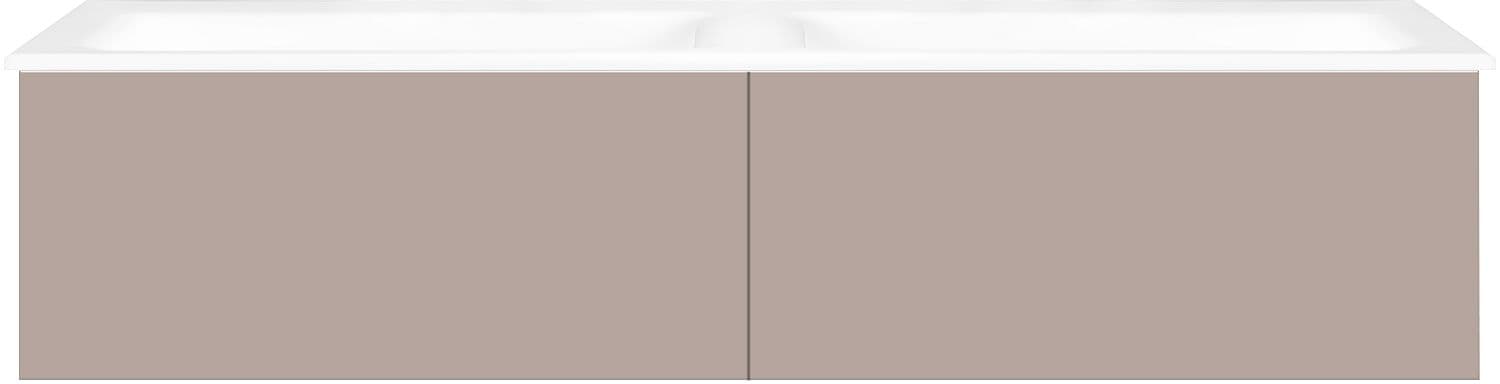 ONDERBOUW COFFEE 2 LADES 140 DUO BASALTGRIJS MAT +DUBBELE WASTAFEL PORSELEIN ZONDER KRAANGAT WIT