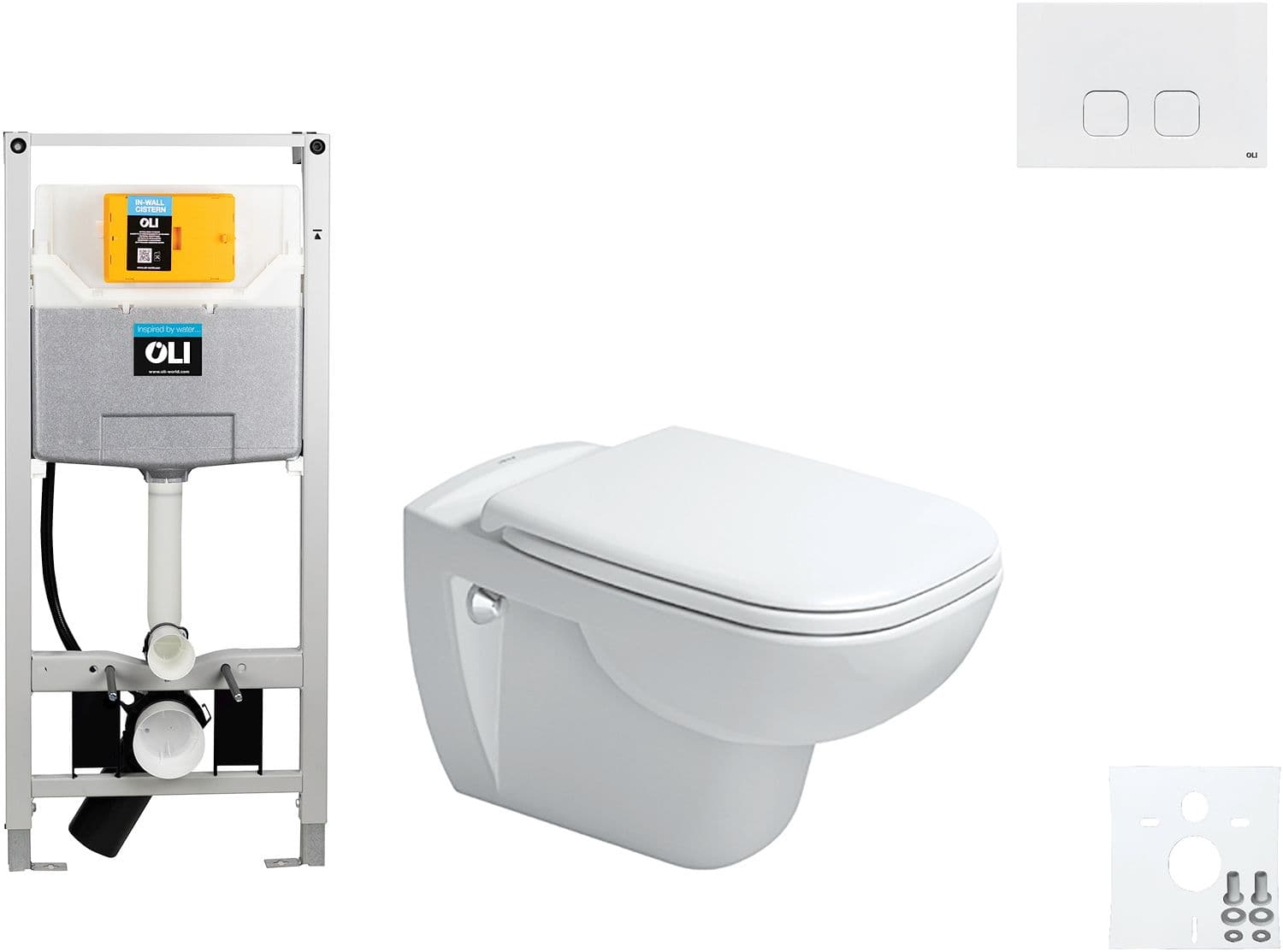 WALLFIX OLI WC SUSPENDU D-CODE DURAVIT CODE SOFT-CLOSE PLAIN BLANC