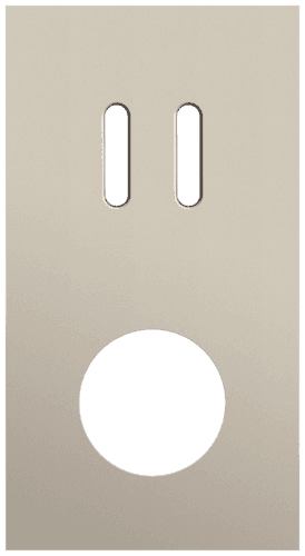 Plaque de recouvrement double, verticale 71 mm d'entraxe, pour une fonction de commutation double et une fonction de prise de courant, Niko Rocker steel champagne coated