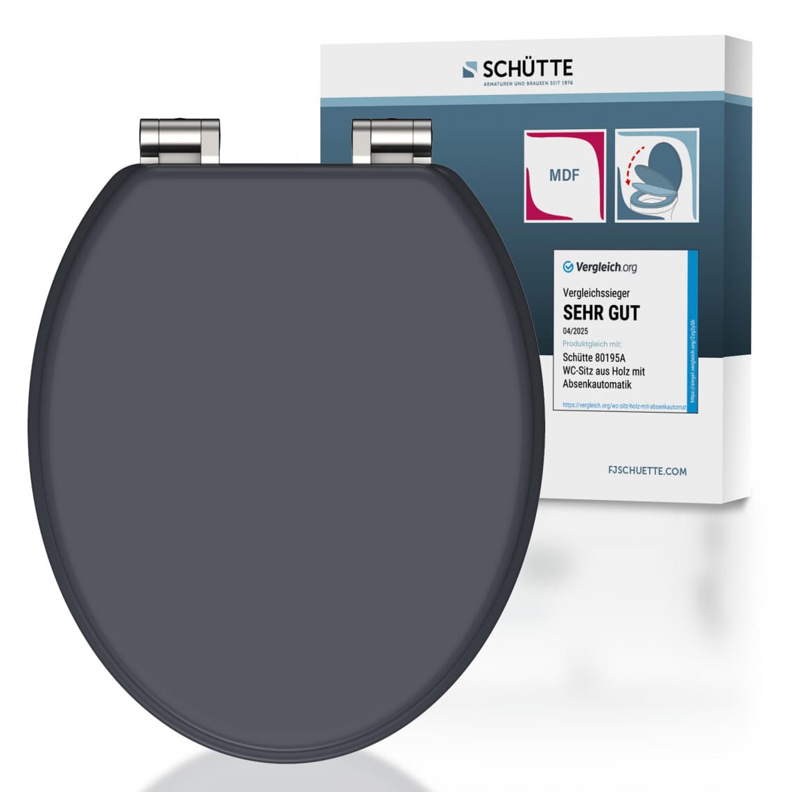 80104 abattant WC en MDF SPIRIT ANTHRAZIT, avec frein de chute