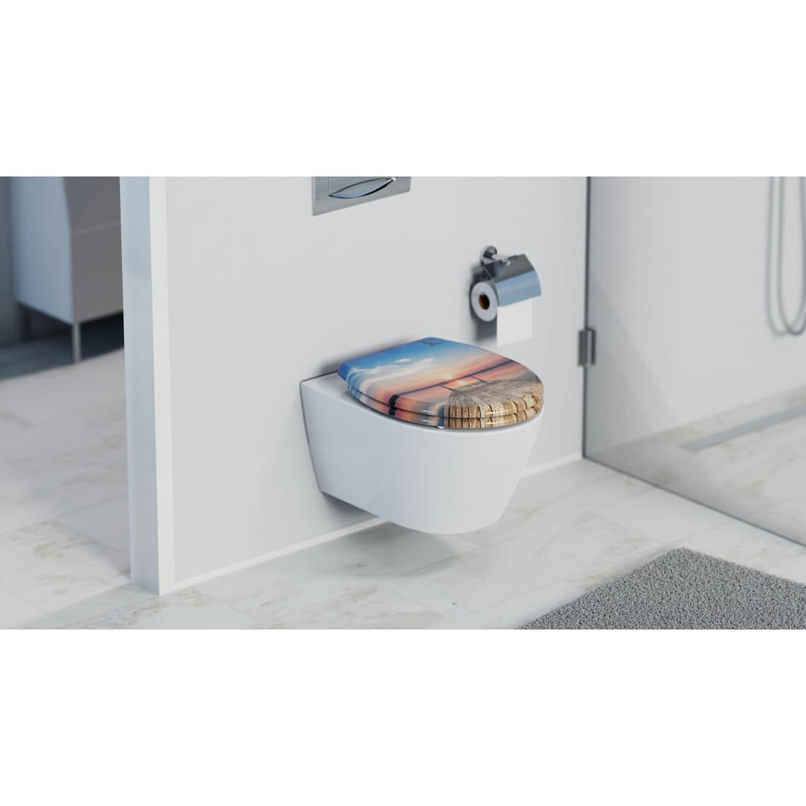 82378 abattant WC en Duroplast SUNSET SKY, avec frein de chute et déclipsable