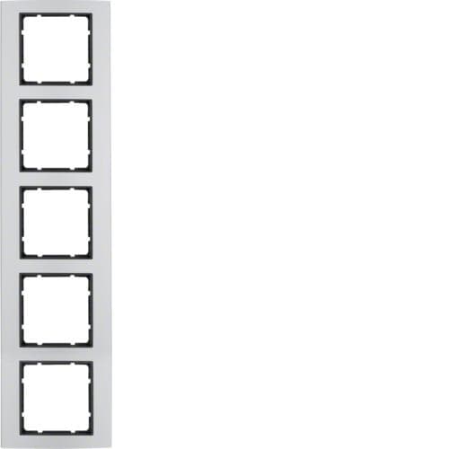 Plaque de recouvrement 5 postes Berker B.3 Alu, Alu / Anthracite