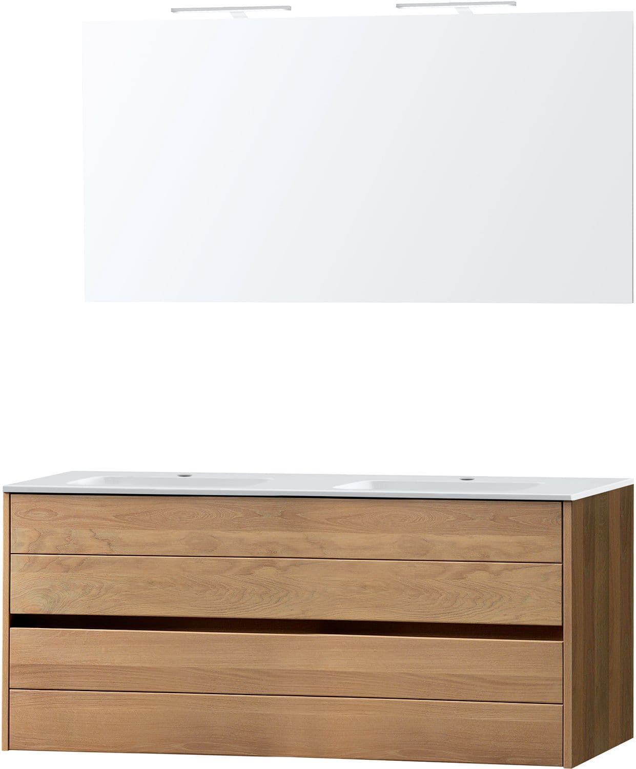 MEUBLE COMBO CHENE MASSIF 140 MARBRE SYNTHETIQUE MIROIR