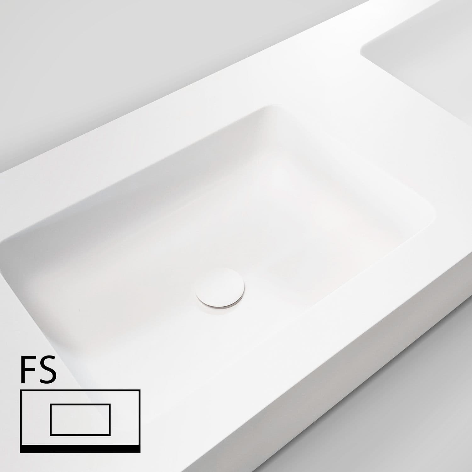 TABLET TAILOR TOP DOUBLE LAVABO GAUCHE FS 200CM SOLID XONYX BLANC