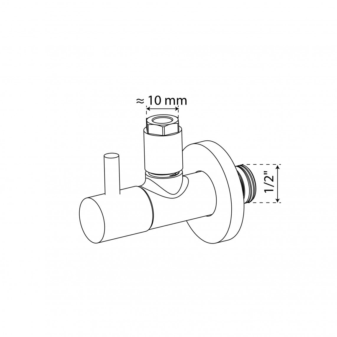 98166110 DEV-5WK, hoekstopkraan, 1/2"BU x 10 mmQ, met rozet