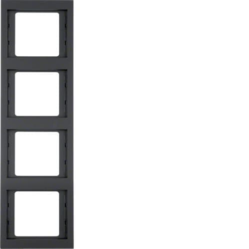 Plaque de recouvrement 4 postes pour montage vertical Berker K.1 Anthracite, mat