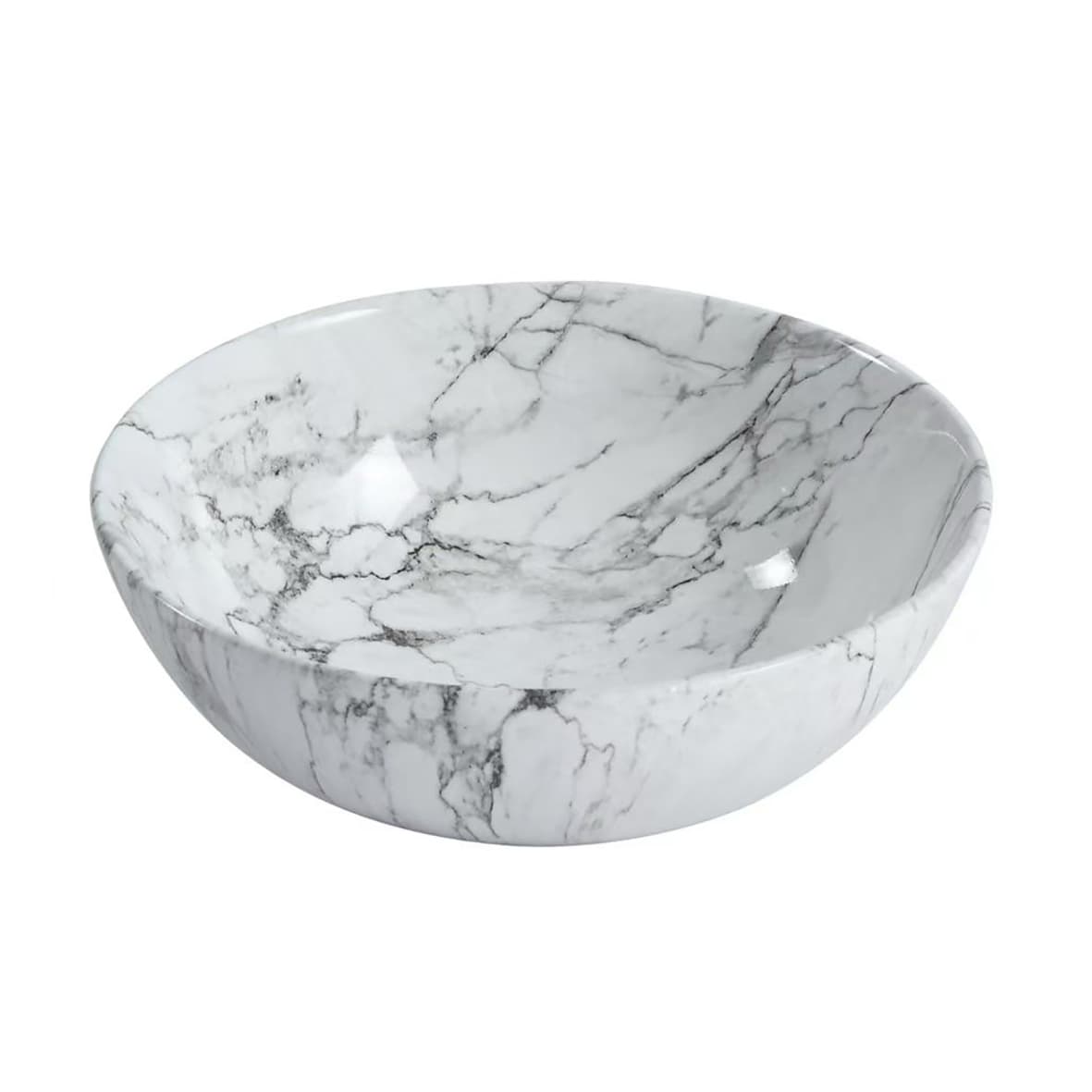 ALONI TIVRA LAVABO - À POSER – SANS TROP-PLEIN – SANS TROU DE ROBINET – AVEC BONDE CLIC-CLAC – CÉRAMIQUE – 38X13X38 CM – MARBRE BLANC