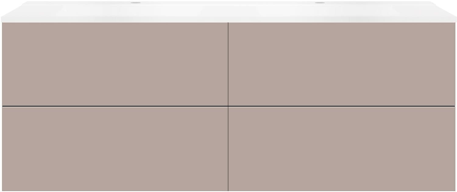 SOUS MEUBLE COFFEE 4 TIROIRS 160 DUO BASALTGRIJS +DOUBLE LAVABO BLANC MAT