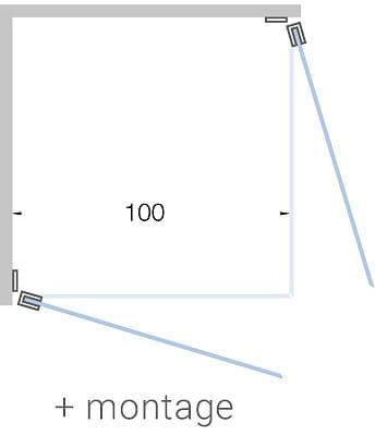 PORTE PIVOTANTE ACCES D'ANGLE CLOSE JUSQU'A 100CM H200CM TIMELESS- CHROME+ MONTAGE
