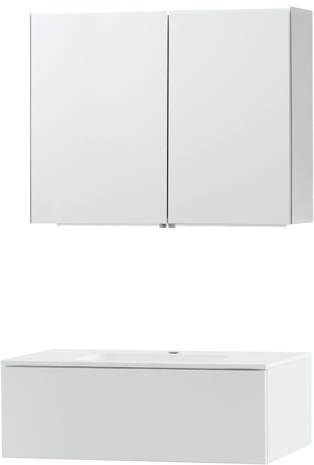 MEUBLE PURO SOLO BLANC 90 1 TIROIR MARBRE SYNTHETIQUE ARMOIRE TOILLETTE