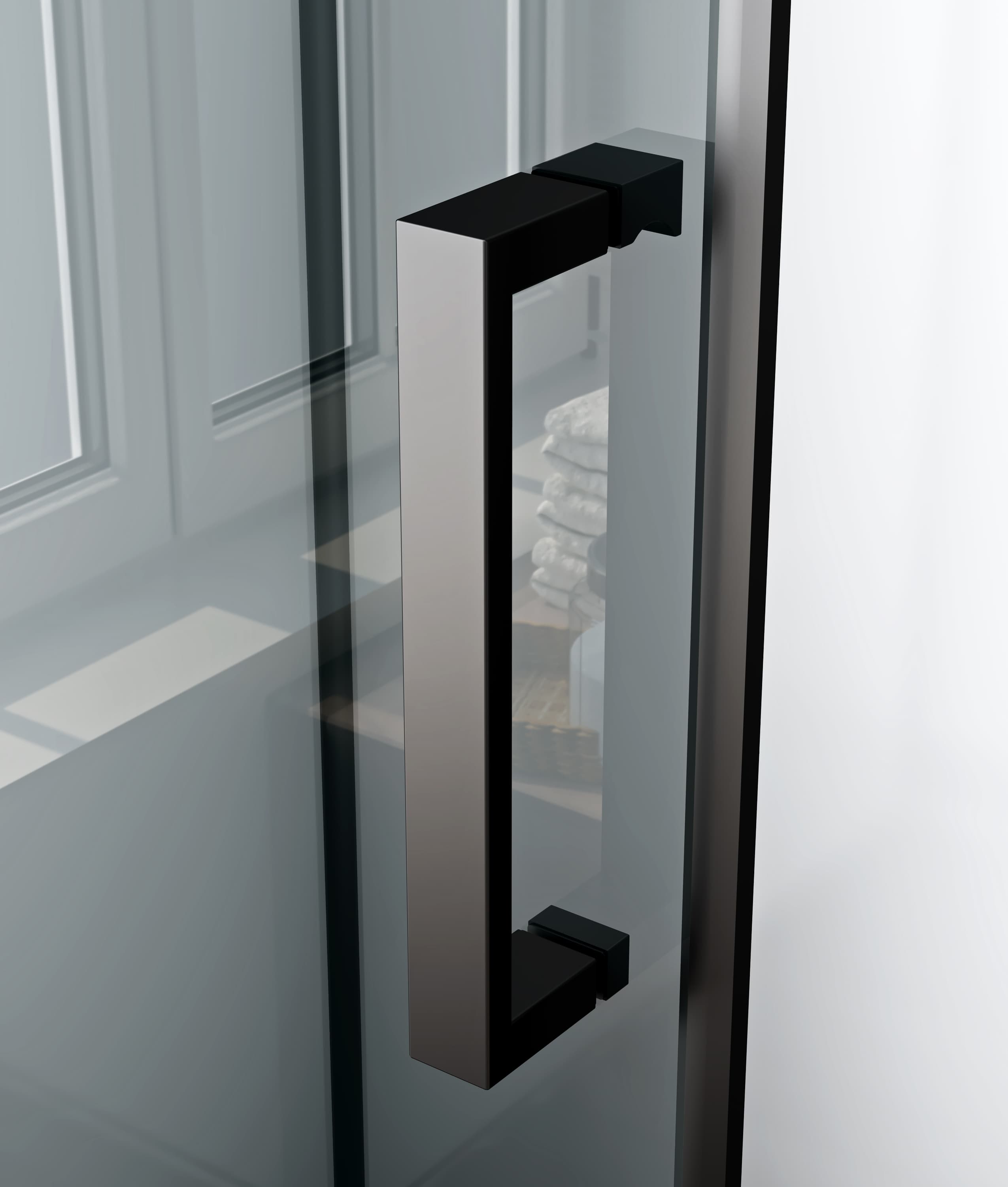 Rimo cabine de douche complète avec porte pivotante - réversible - 90X215X90 cm - Noir mat - verre clair