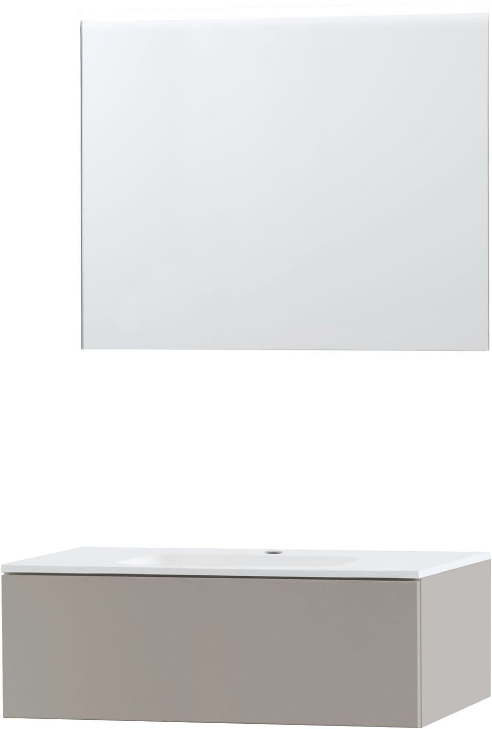 MEUBLE PURO SOLO GRIS 90 1LADE MARBRE SYNTHETIQUE MIROIR