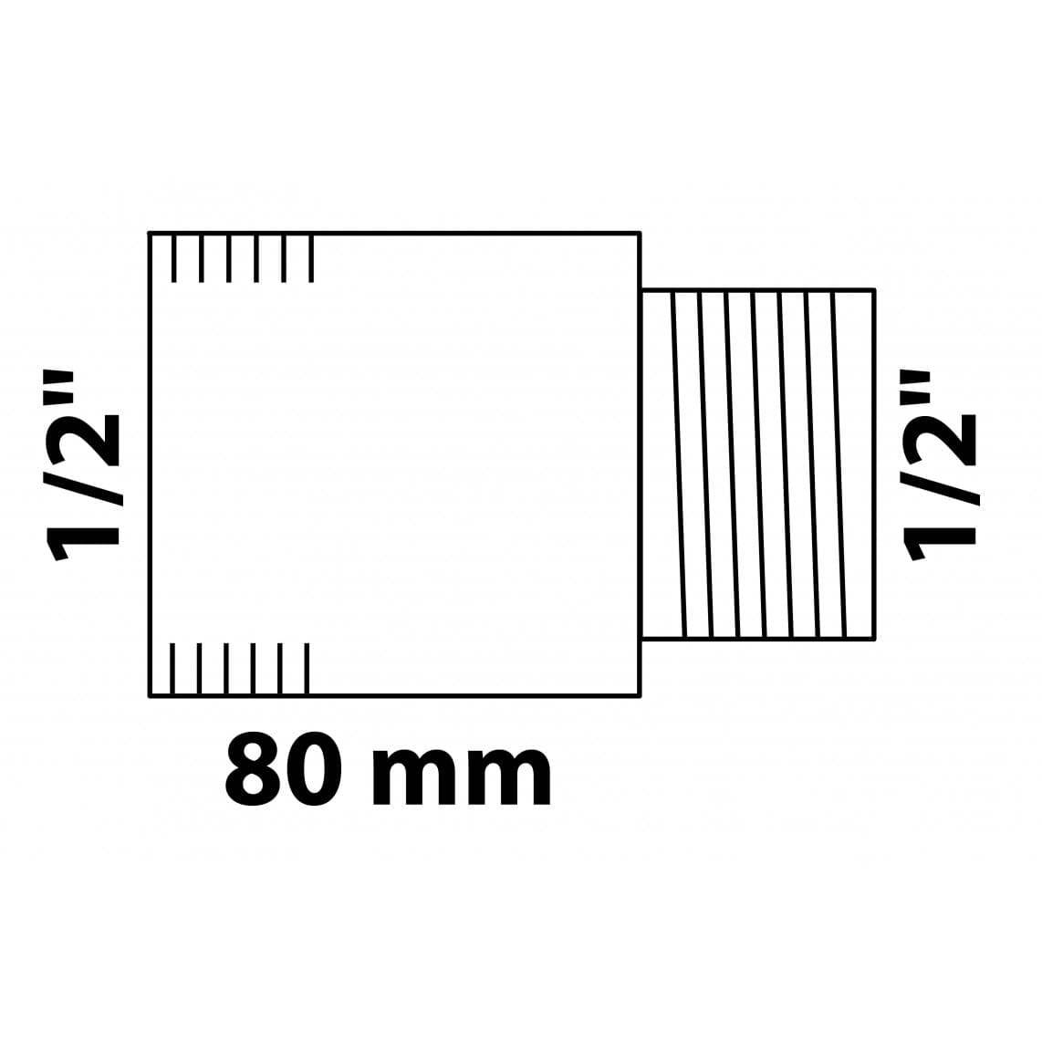 989317455 Tap extension, brass, 1/2" x 80 mm