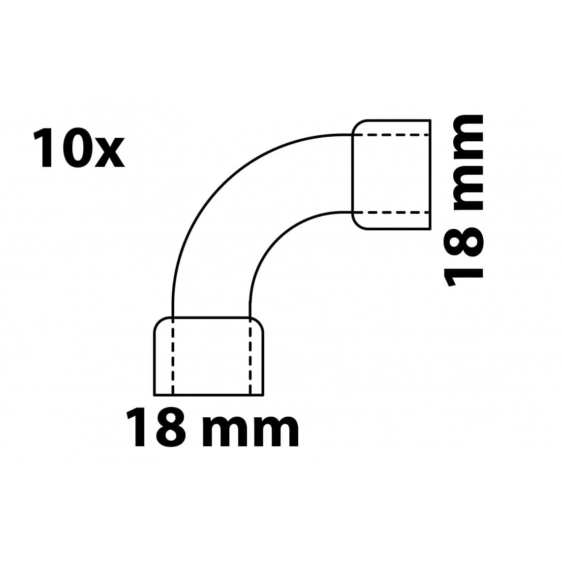 989018655 CU arc 90°, vierge, 18 mm, 2 manchons, (5002a) (10x)