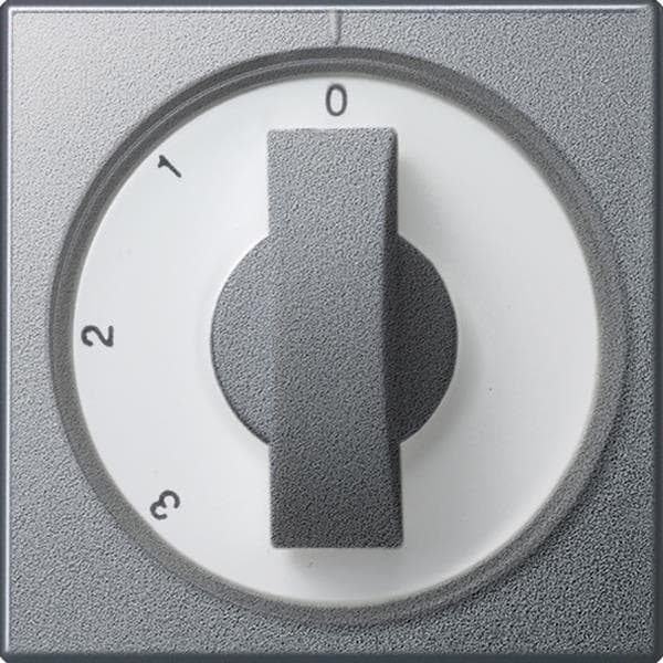 Cache avec manette pour interrupteur rotatif à 3 positions teinte Alu position zéro