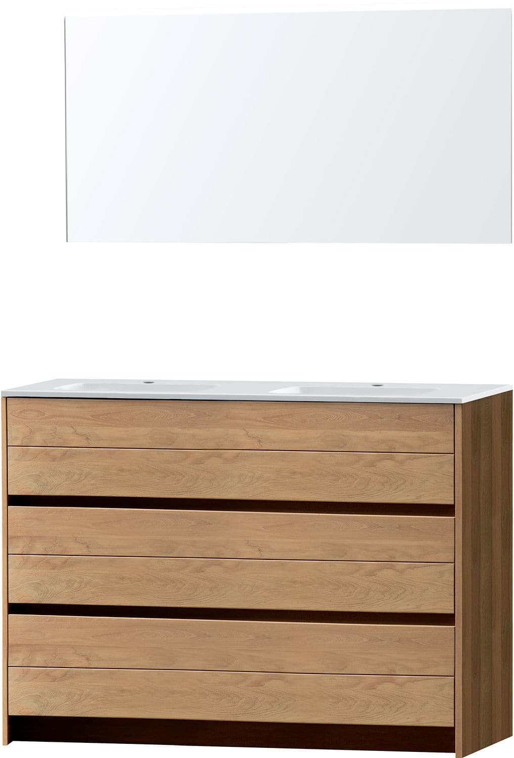 MEUBLE MOLTO SOL CHENE MASSIF DUO 140 MARBRE SYNTHETIQUE MIROIR