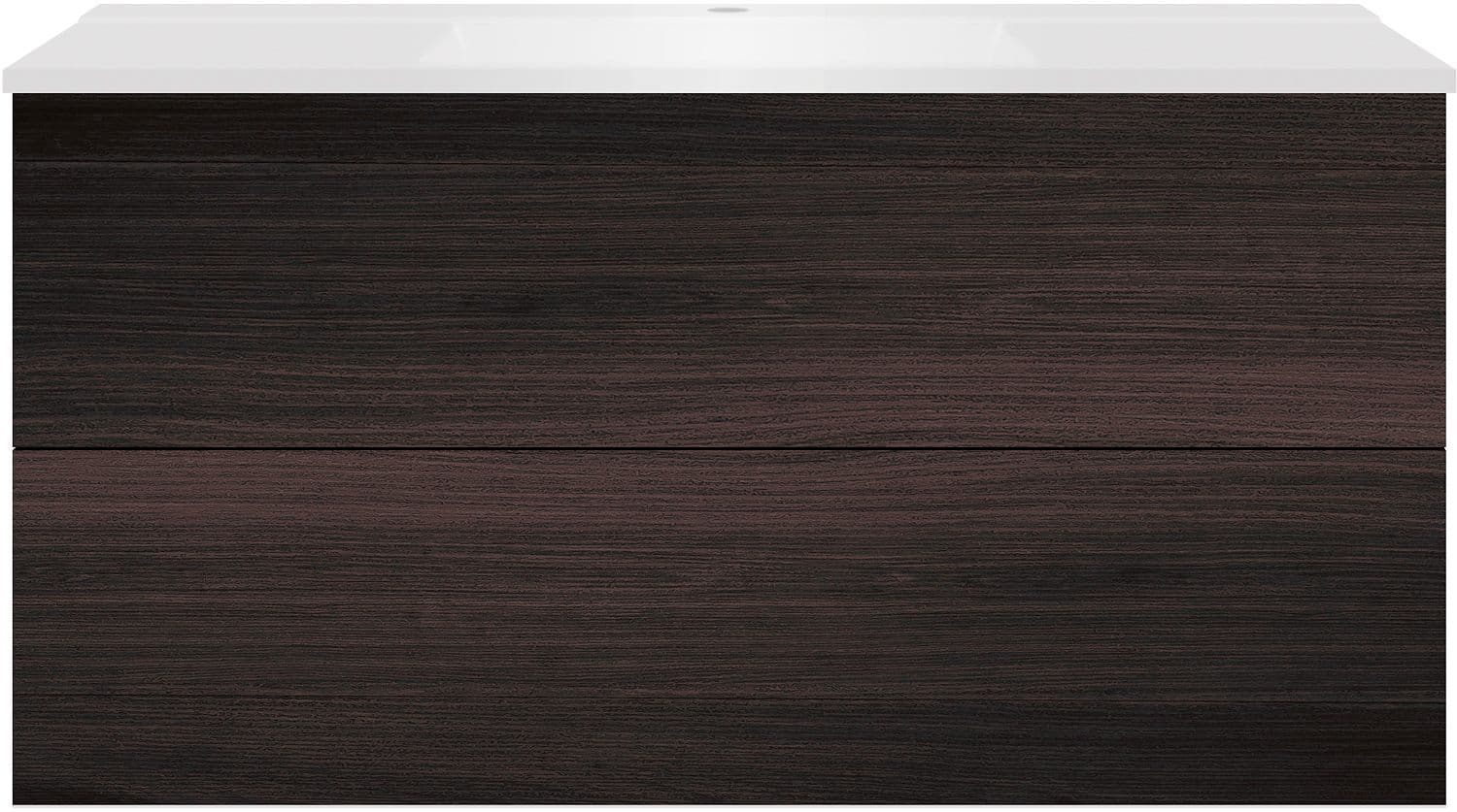SOUS MEUBLE COFFEE 2 TIROIRS 120 CHENE DECOR MOKKA+LAVABO BLANC