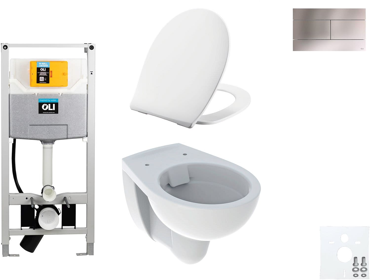 WALLFIX OLI WC SUSPENDU BASTIA RIMFREE PERSSALIT T SOFTCLOSE + LIFT-OFF SLIM INOX