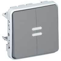 Plexo double deux directions 10A 250V composable Gris