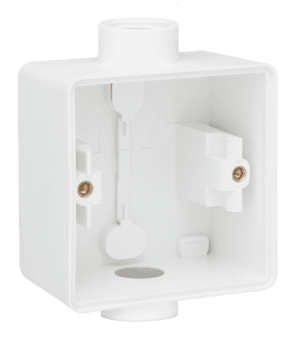 Boîte en saillie simple étanche aux projections d'eau avec deux entrées M20 simples pour une fonction, couleur blanc