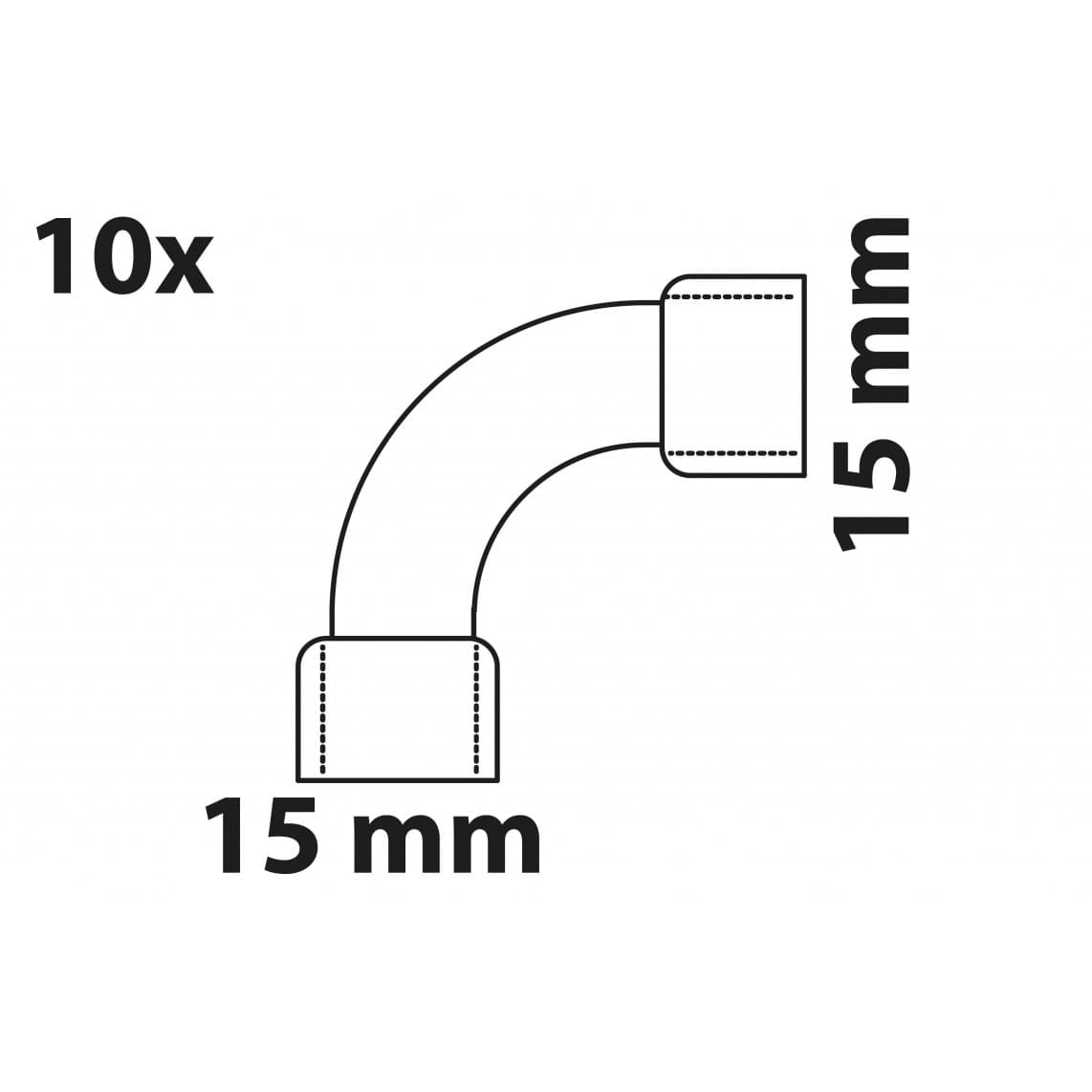989017655 CU arc 90°, vierge, 15 mm, 2 manchons, (5002a) (10x)