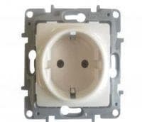 Niloé prise 2 pôles + T 16A schuko bornes automatiques Crème à vis