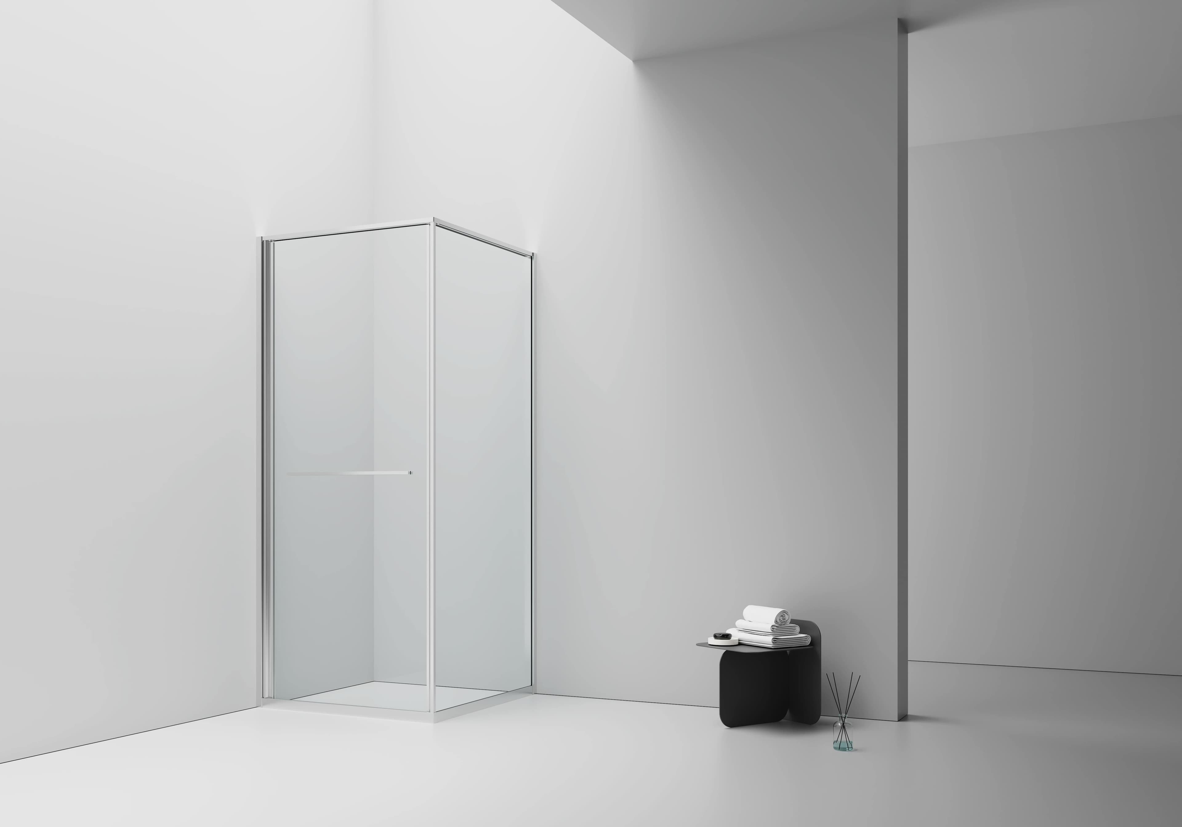 ALONI CABINE DE DOUCHE INSLIDE – PORTE COULISSANTE INTÉRIEURE ET PAROI LATÉRALE – GAIN DE PLACE – RÉVERSIBLE – VERRE DE SÉCURITÉ 6?MM – 90X90X200?CM – CHROME – VERRE CLAIR