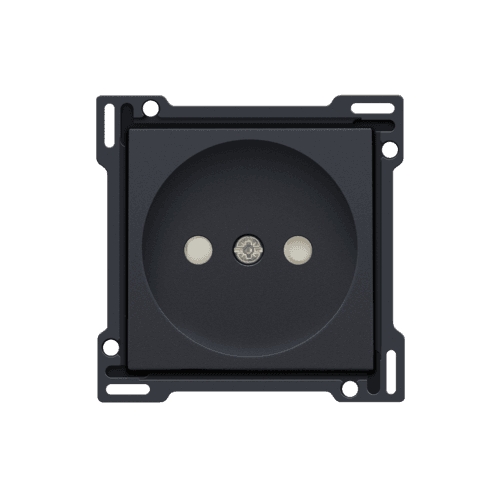 Set de finition pour prise de courant sans terre, avec obturateurs de protection, profondeur d’encastrement de 21 mm, couleur anthracite coated