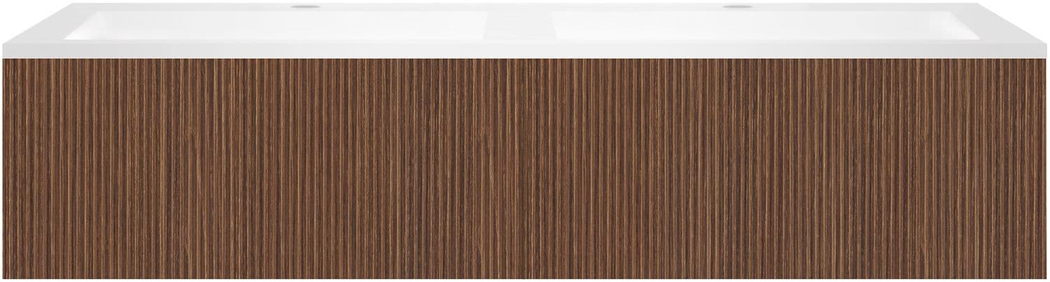 SOUS MEUBLE COFFEE 2 TIROIRS 140 NOYER SMARTLINE +DOUBLE LAVABO EN MARBRE SYNTHETIQUE BLANC