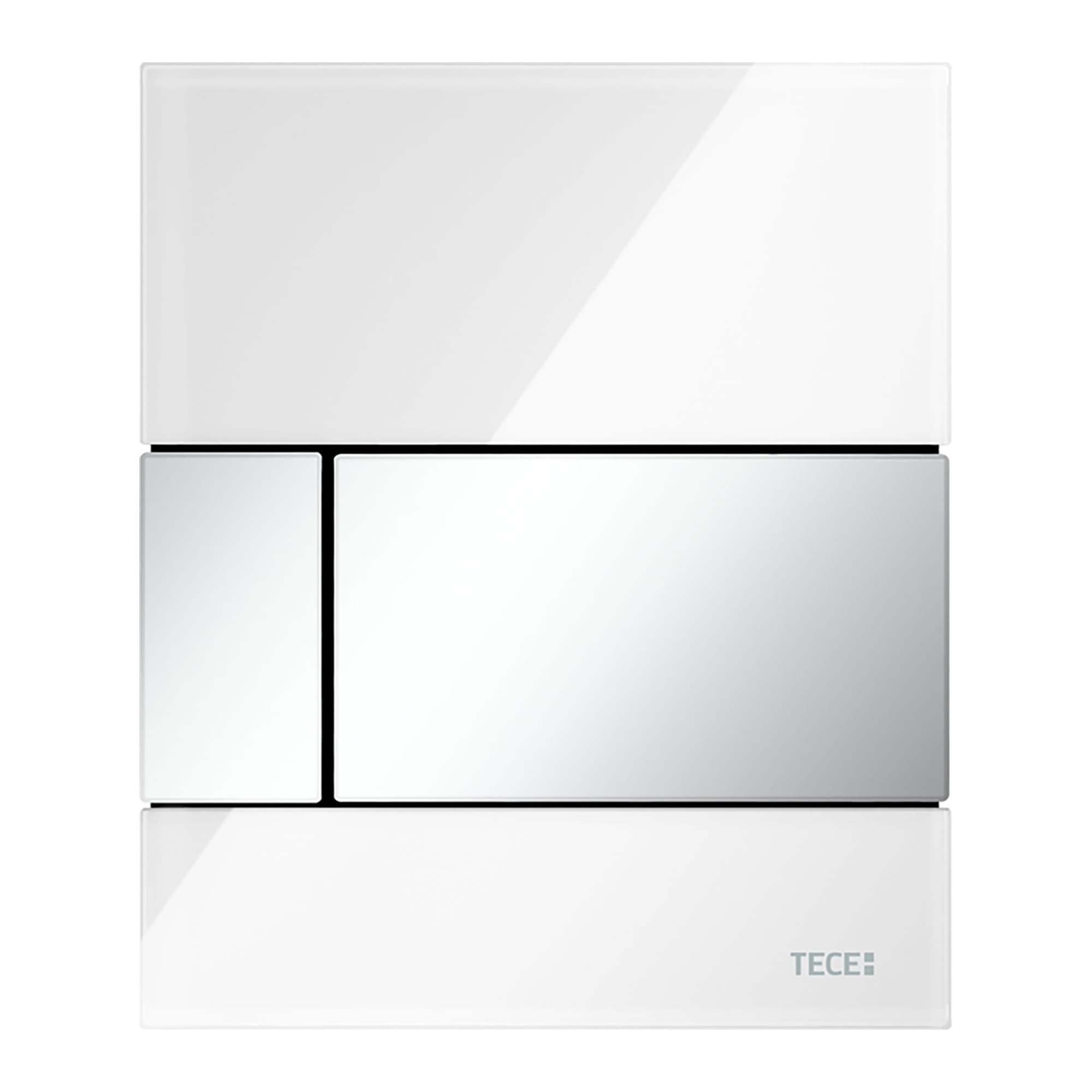 TECESQUARE GLASS - PLAQUE DE DÉCLENCHEMENT URINOIR - CARTOUCHE INCLUSE - VERRE - VERRE BLANC BRILLANT - TOUCHE CHROMÉ BRILLANT