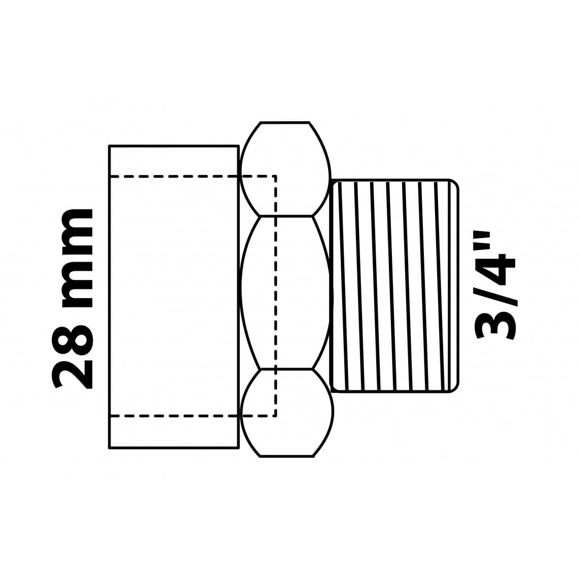 989089155 BR Mamelon de transition, vierge, 28 mm x 3/4" M, 1 manchon (4243g)
