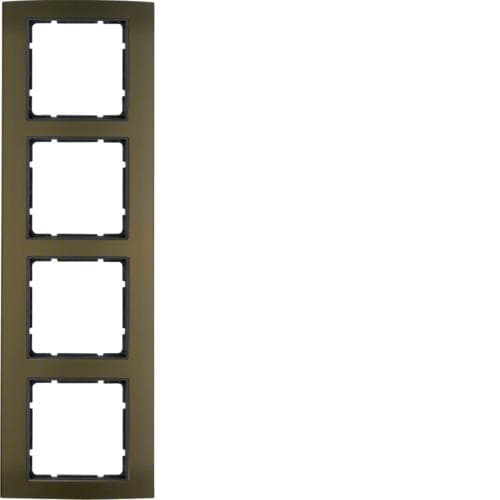 Plaque de recouvrement 4 postes Berker B.3 Alu, Marron / Anthracite