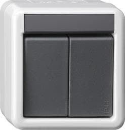 Bouton-poussoir de coupleur de bus montage apparent protection contre l'eau 2 x avec commande à 1 po