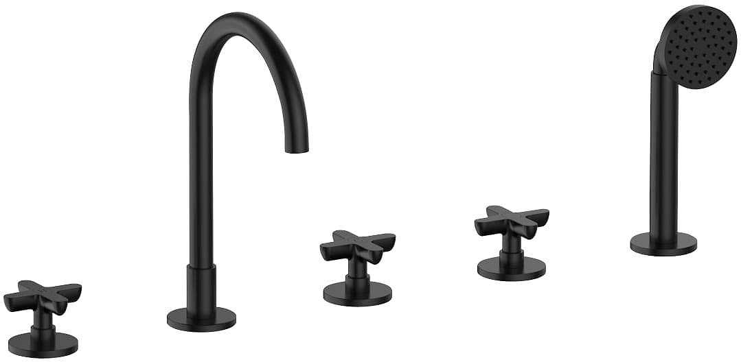 MITIGEUR BAIN 5 TROUS MONTAGE AU BORD DU BAIN ICONA CLASSIC FANTINI NOIR MAT