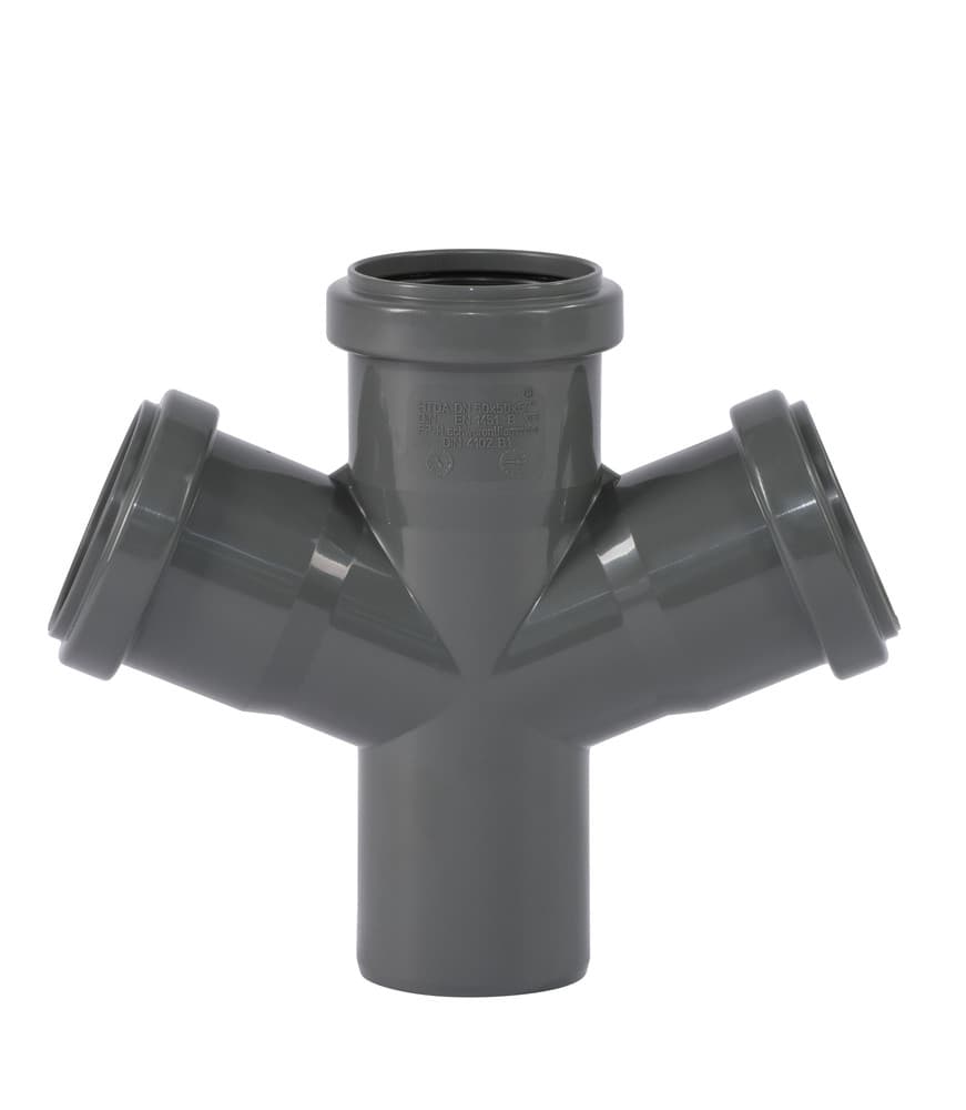 Ostendorf Kunststoffe HT-Safe DA té double réduit 67° PP D 110/50/50 mm gris