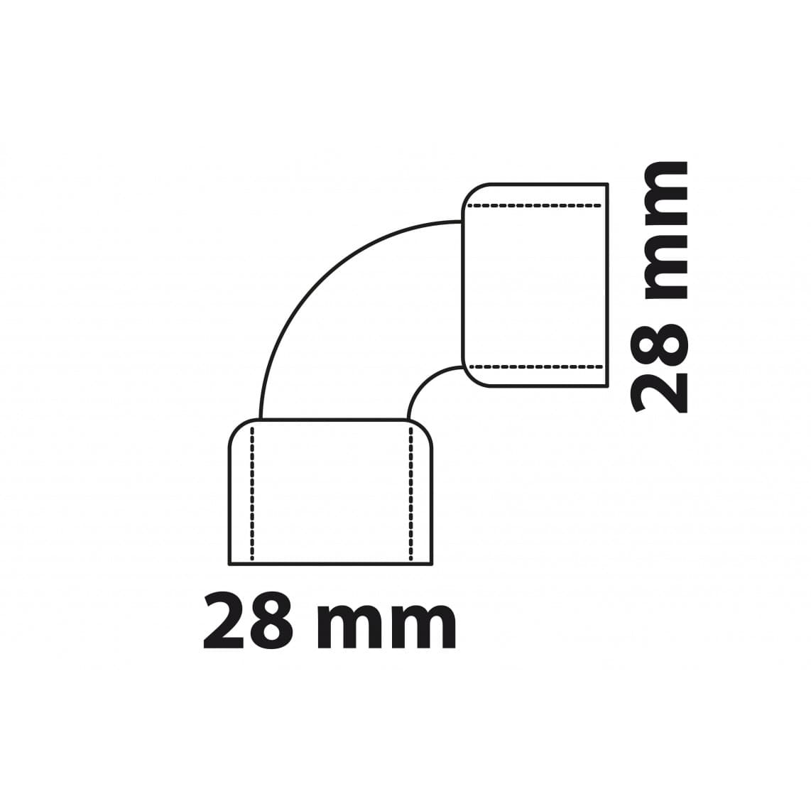 989016017 CU arc 90°, vierge, 28 mm, 2 manchons, (5002a)