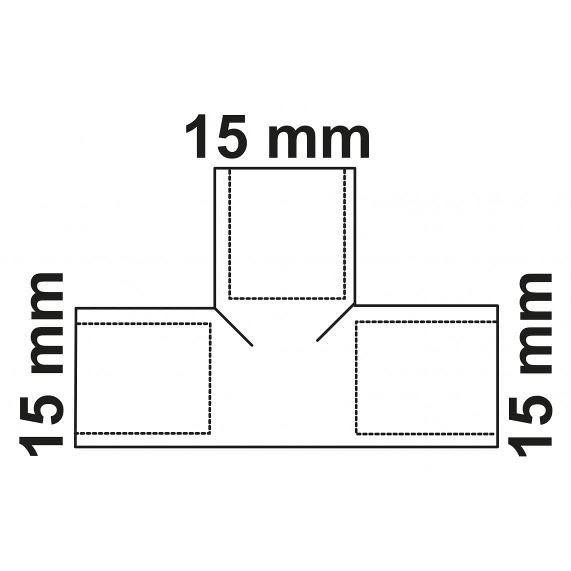 989043017 CU pièce en T, vierge, 15 mm, 3 manchons, (5130)