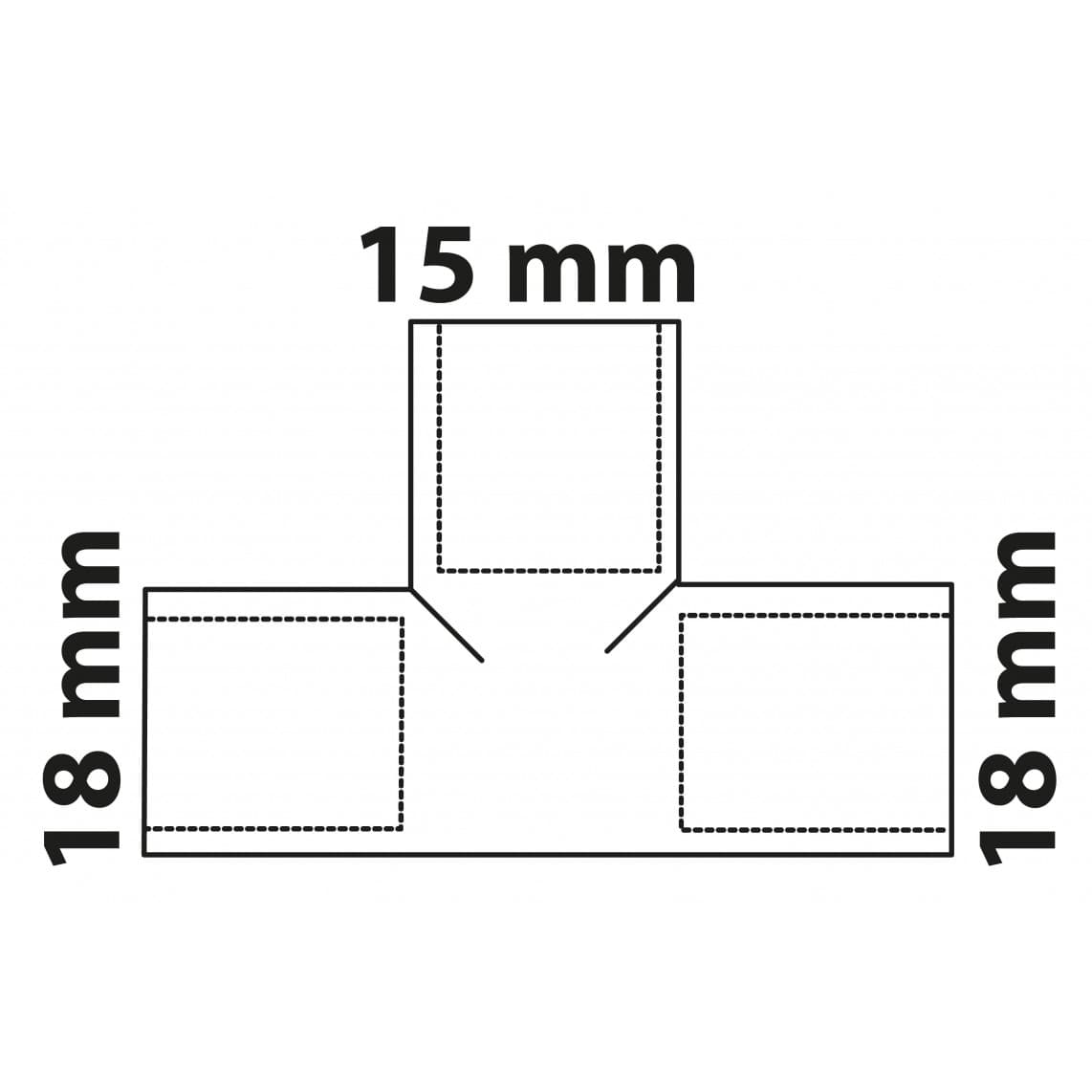 989272017 CU Té de réduction, vierge, 18 mm x 15 mm x 18 mm, 3 manchons (5130)