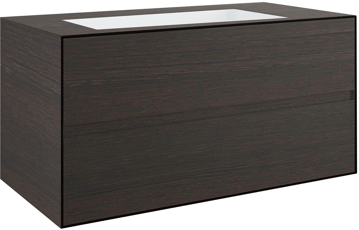 SOUS MEUBLE 2 TIROIRS+ LAVABO SOUS ENCASTRER CENTRAL TENSO 90CM SANS TROU ROBINET WENGE